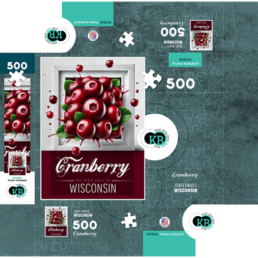Colorful Fruits: Wisconsin, Cranberry -State Fruits Series 500 Jigsaw Puzzle box 3D Modell
