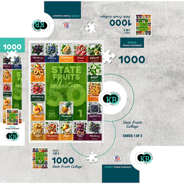 Collage: State Fruits Series, Part 1 of 3 1000 Jigsaw Puzzle box 3D Modell