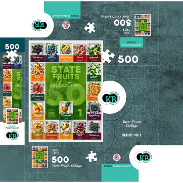 Collage: State Fruits Series, Part 1 of 3 500 Jigsaw Puzzle box 3D Modell