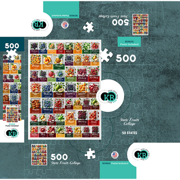 Collage Poster: State Fruits Series, vol. 1 500 Jigsaw Puzzle box 3D Modell