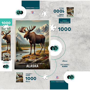 Alaska, Moose: State Animals Series 1000 Jigsaw Puzzle box 3D Modell