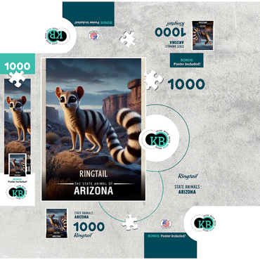 Arizona, Ringtail: State Animals Series 1000 Jigsaw Puzzle box 3D Modell