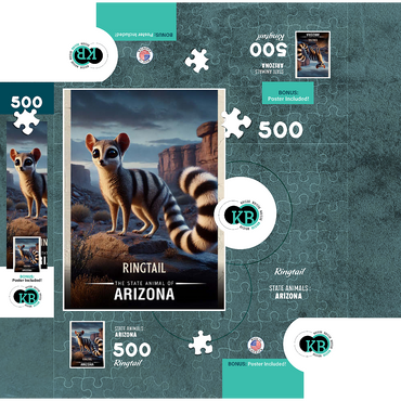 Arizona, Ringtail: State Animals Series 500 Jigsaw Puzzle box 3D Modell