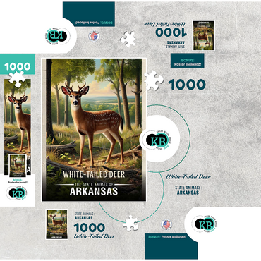 Arkansas, White-Tailed Deer: State Animals Series 1000 Jigsaw Puzzle box 3D Modell
