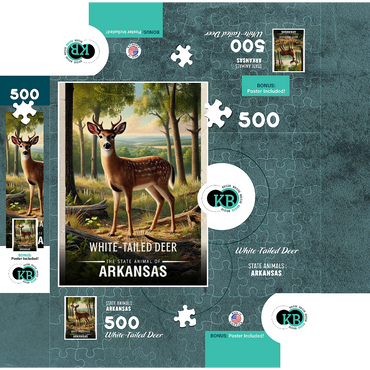 Arkansas, White-Tailed Deer: State Animals Series 500 Jigsaw Puzzle box 3D Modell