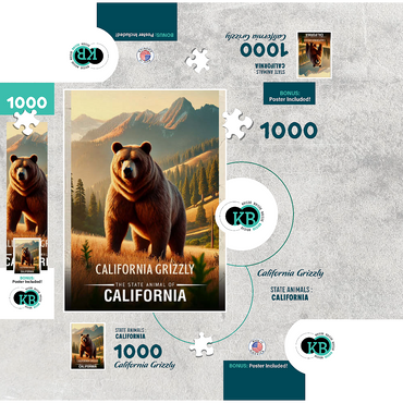 California, California Grizzly: State Animals Series 1000 Jigsaw Puzzle box 3D Modell