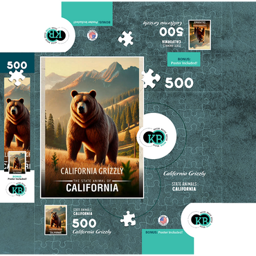 California, California Grizzly: State Animals Series 500 Jigsaw Puzzle box 3D Modell