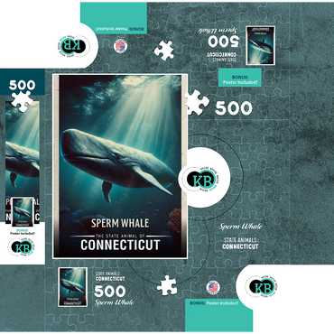 Connecticut, Sperm Whale: State Animals Series 500 Jigsaw Puzzle box 3D Modell