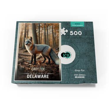Delaware, Grey Fox: State Animals Series 500 Jigsaw Puzzle box view3
