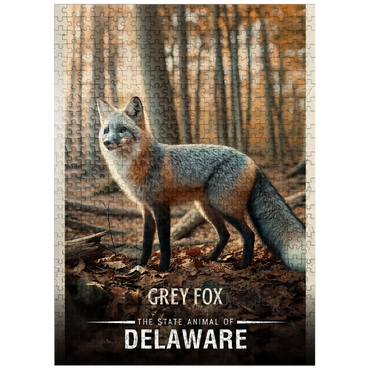 puzzleplate Delaware, Grey Fox: State Animals Series 500 Jigsaw Puzzle