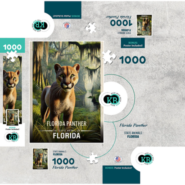 Florida, Florida Panther: State Animals Series 1000 Jigsaw Puzzle box 3D Modell