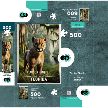 Florida, Florida Panther: State Animals Series 500 Jigsaw Puzzle box 3D Modell