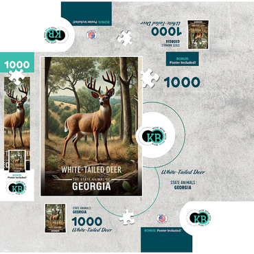 Georgia, White-Tailed Deer: State Animals Series 1000 Jigsaw Puzzle box 3D Modell