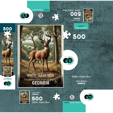 Georgia, White-Tailed Deer: State Animals Series 500 Jigsaw Puzzle box 3D Modell