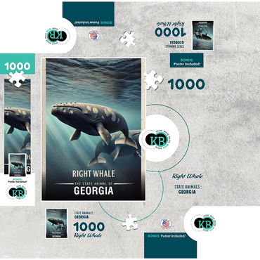 Georgia, Right Whale: State Animals Series 1000 Jigsaw Puzzle box 3D Modell