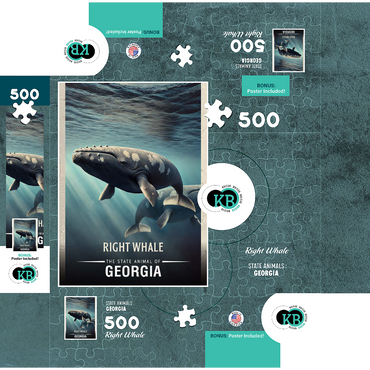 Georgia, Right Whale: State Animals Series 500 Jigsaw Puzzle box 3D Modell