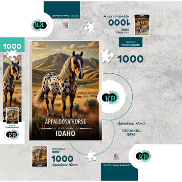 Idaho, Appaloosa Horse: State Animals Series 1000 Jigsaw Puzzle box 3D Modell