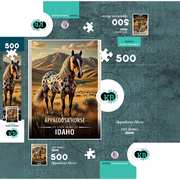Idaho, Appaloosa Horse: State Animals Series 500 Jigsaw Puzzle box 3D Modell