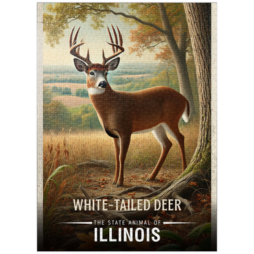 puzzleplate Illinois, White-Tailed Deer: State Animals Series 1000 Jigsaw Puzzle