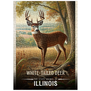 puzzleplate Illinois, White-Tailed Deer: State Animals Series 500 Jigsaw Puzzle