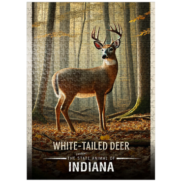 puzzleplate Indiana, White-Tailed Deer: State Animals Series 500 Jigsaw Puzzle