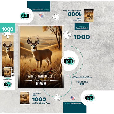 Iowa, White-Tailed Deer: State Animals Series 1000 Jigsaw Puzzle box 3D Modell