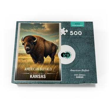 Kansas, American Buffalo: State Animals Series 500 Jigsaw Puzzle box view3