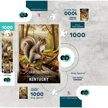 Kentucky, Gray Squirrel: State Animals Series 1000 Jigsaw Puzzle box 3D Modell