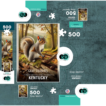 Kentucky, Gray Squirrel: State Animals Series 500 Jigsaw Puzzle box 3D Modell
