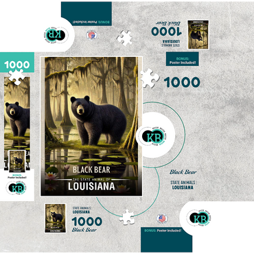 Louisiana, Black Bear: State Animals Series 1000 Jigsaw Puzzle box 3D Modell