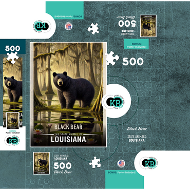 Louisiana, Black Bear: State Animals Series 500 Jigsaw Puzzle box 3D Modell