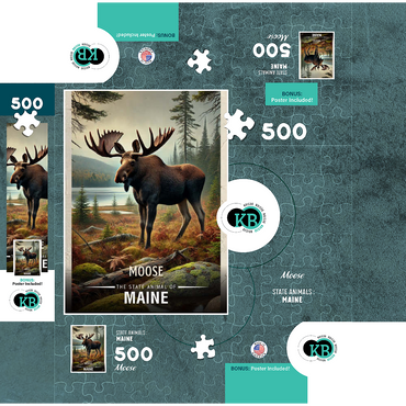 Maine, Moose: State Animals Series 500 Jigsaw Puzzle box 3D Modell