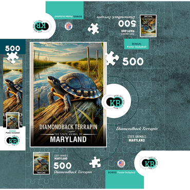Maryland, Diamondback Terrapin: State Animals Series 500 Jigsaw Puzzle box 3D Modell