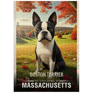 puzzleplate Massachusetts, Boston Terrier: State Animals Series 500 Jigsaw Puzzle