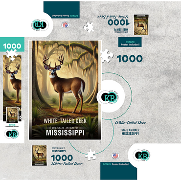 Mississippi, White-Tailed Deer: State Animals Series 1000 Jigsaw Puzzle box 3D Modell