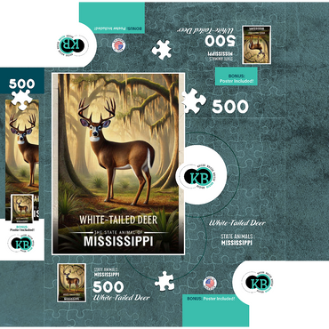 Mississippi, White-Tailed Deer: State Animals Series 500 Jigsaw Puzzle box 3D Modell