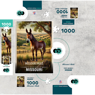 Missouri, Missouri Mule: State Animals Series 1000 Jigsaw Puzzle box 3D Modell