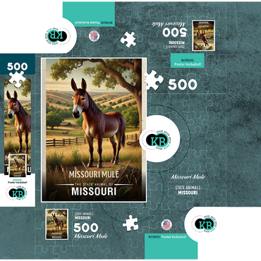 Missouri, Missouri Mule: State Animals Series 500 Jigsaw Puzzle box 3D Modell