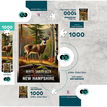 New Hampshire, White-Tailed Deer: State Animals Series 1000 Jigsaw Puzzle box 3D Modell