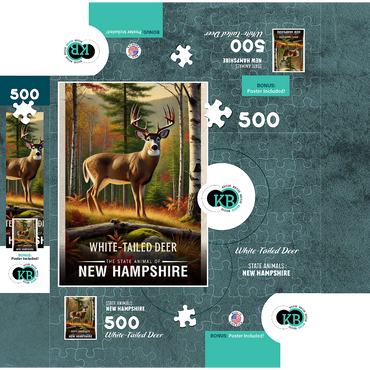 New Hampshire, White-Tailed Deer: State Animals Series 500 Jigsaw Puzzle box 3D Modell