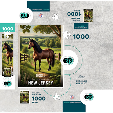 New Jersey, Horse: State Animals Series 1000 Jigsaw Puzzle box 3D Modell