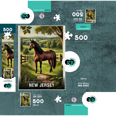 New Jersey, Horse: State Animals Series 500 Jigsaw Puzzle box 3D Modell