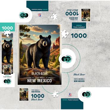 New Mexico, Black Bear: State Animals Series 1000 Jigsaw Puzzle box 3D Modell