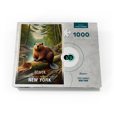 New York, Beaver: State Animals Series 1000 Jigsaw Puzzle box view3