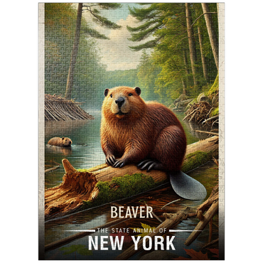 puzzleplate New York, Beaver: State Animals Series 1000 Jigsaw Puzzle