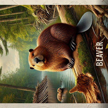 New York, Beaver: State Animals Series 1000 Jigsaw Puzzle 3D Modell