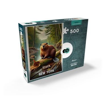 New York, Beaver: State Animals Series 500 Jigsaw Puzzle box view2