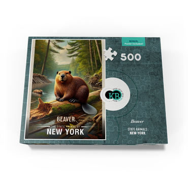 New York, Beaver: State Animals Series 500 Jigsaw Puzzle box view3