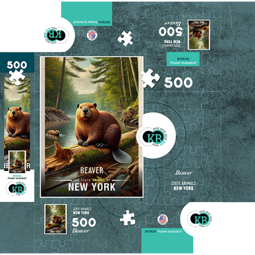 New York, Beaver: State Animals Series 500 Jigsaw Puzzle box 3D Modell