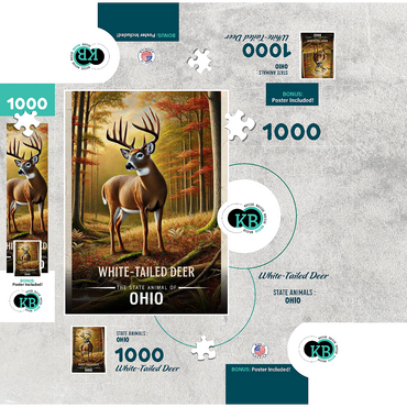 Ohio, White-Tailed Deer: State Animals Series 1000 Jigsaw Puzzle box 3D Modell